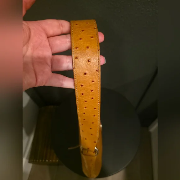 Dooney & Bourke Ostrich-Embossed Leather Hobo Bag,  butterscotch color. - Picture 9 of 16